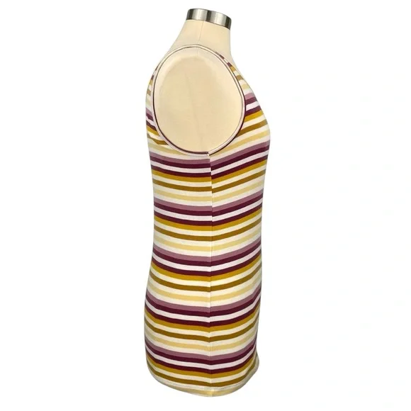 A New Day Yellow and Purple Striped Target Classic Casual Scoop Neck Tank Top - Picture 5 of 13